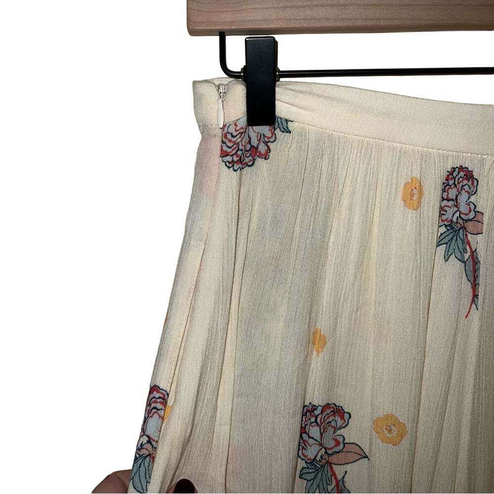 Free People Cream Floral Maxi Skirt with Coral Border - Picture 4 of 6